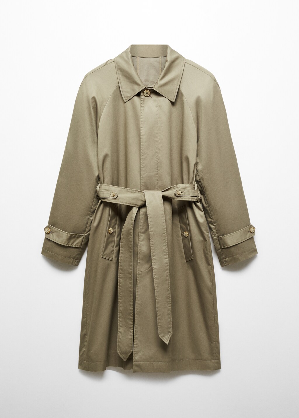 Belt cotton-blend trench - Khaki