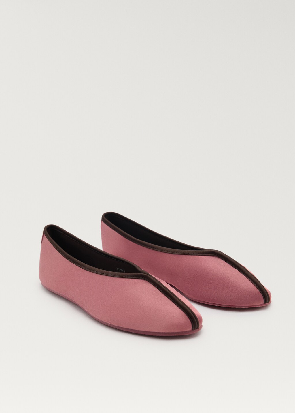 Satin ballerina flats with contrast piping - Mint Green