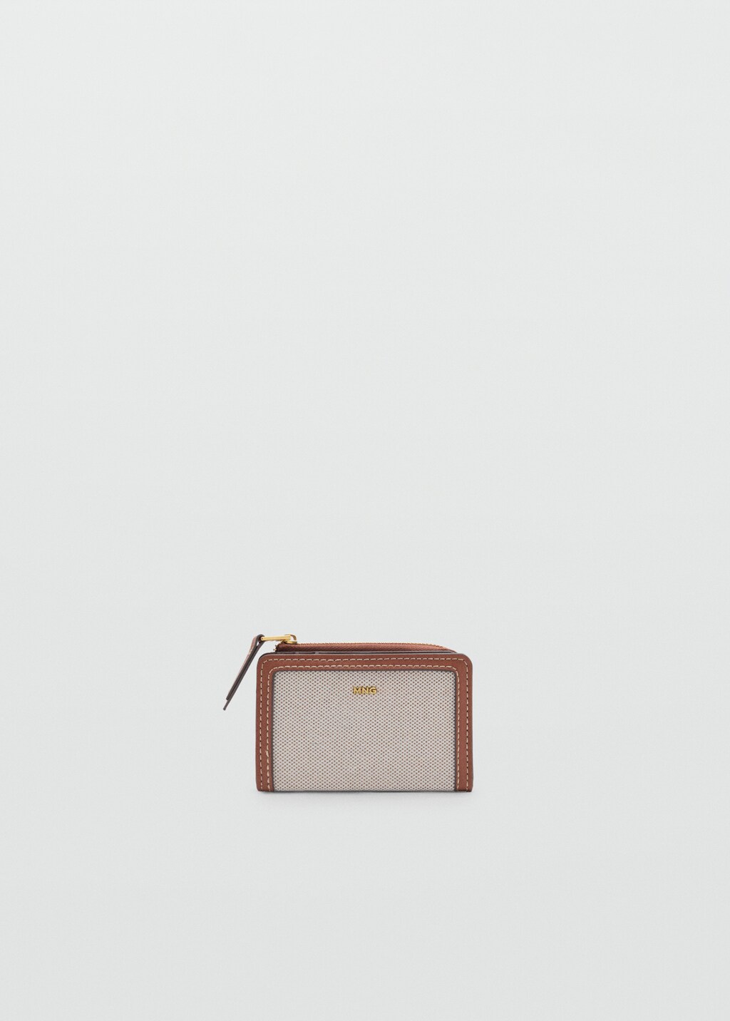 Contrast canvas flap wallet - Leather