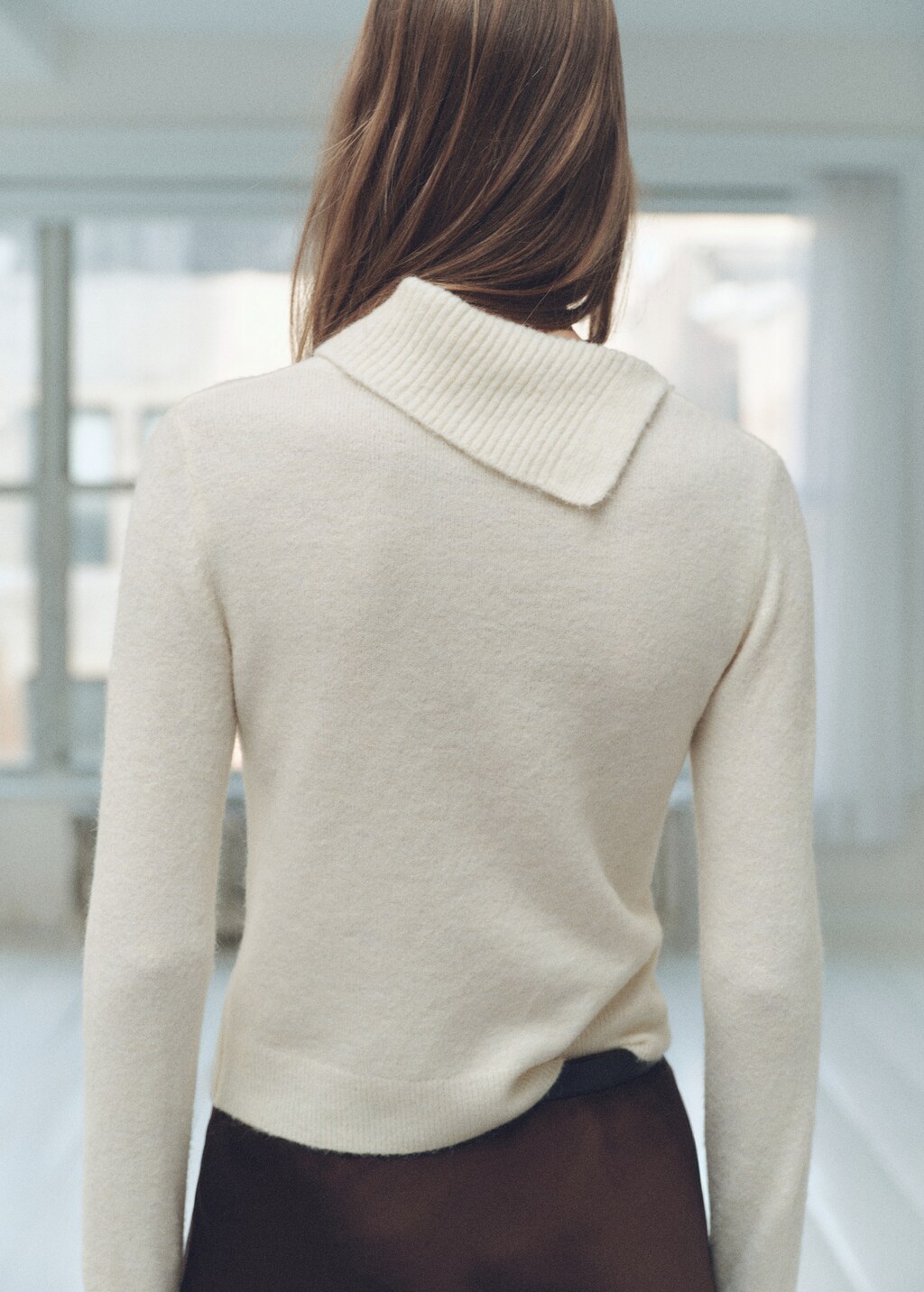 Sweater with wraparound lapel neck - Light/Pastel Grey