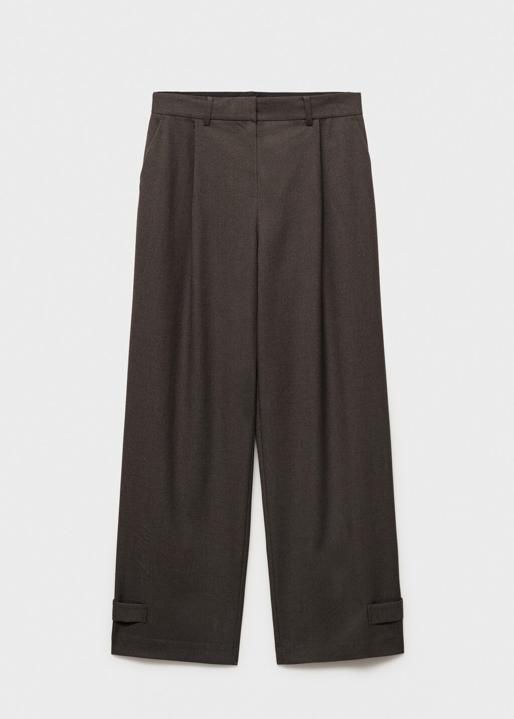 Buttoned-hem wideleg trousers - Brown