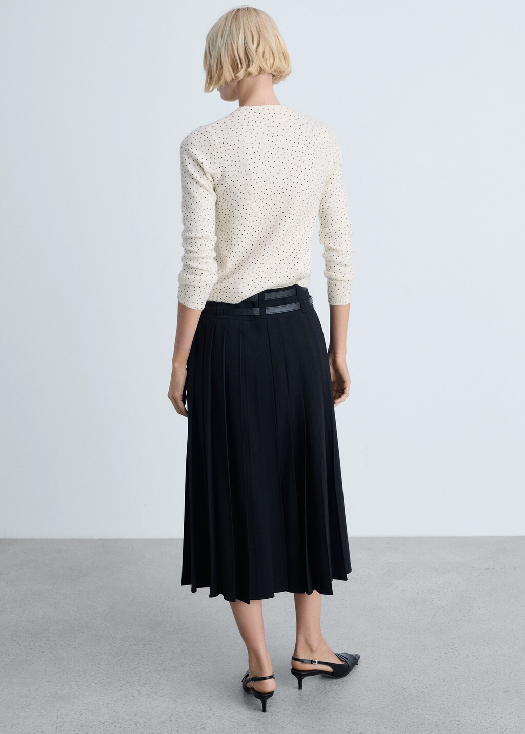 Polka-dot knitted sweater - Ecru