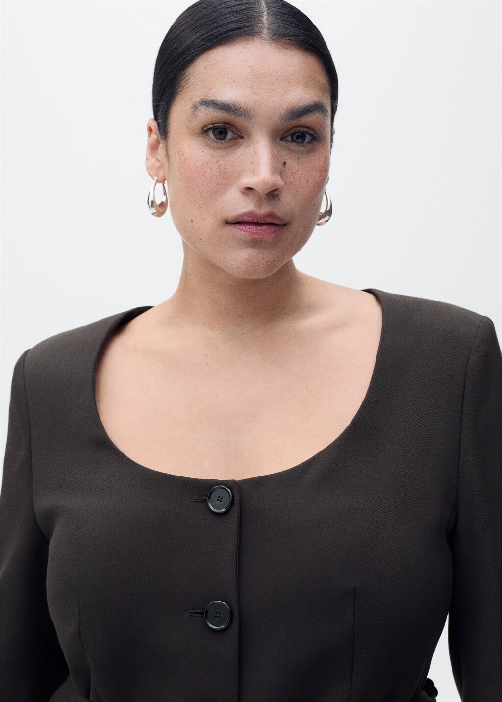 Suit jacket with belt - Chocolate