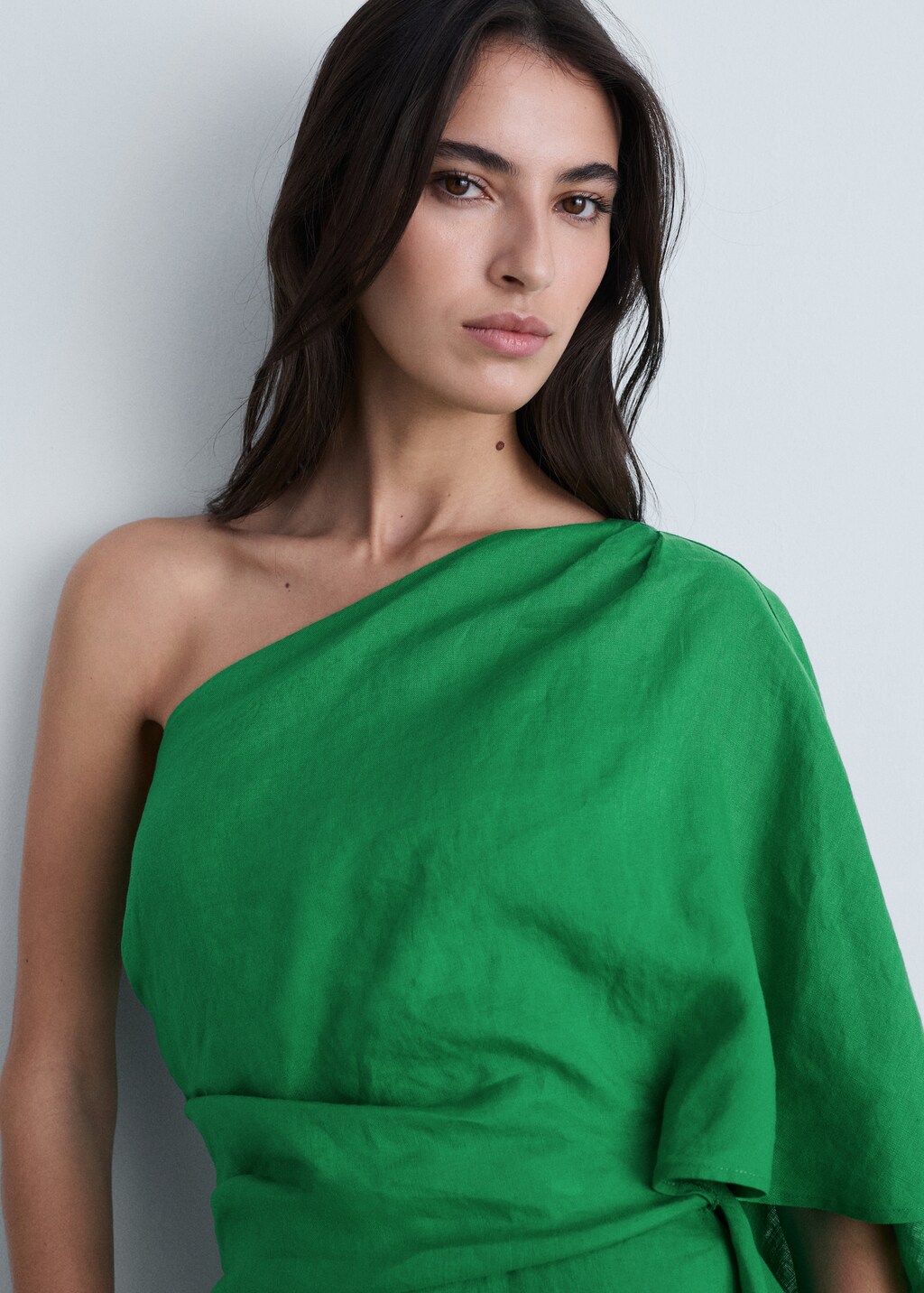 Asymmetrical linen jumpsuit - Green