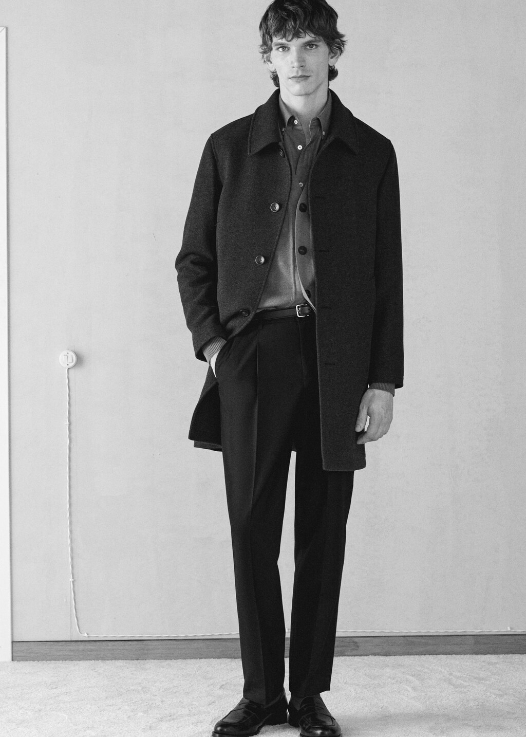 Straight-fit pleated trousers - Grey