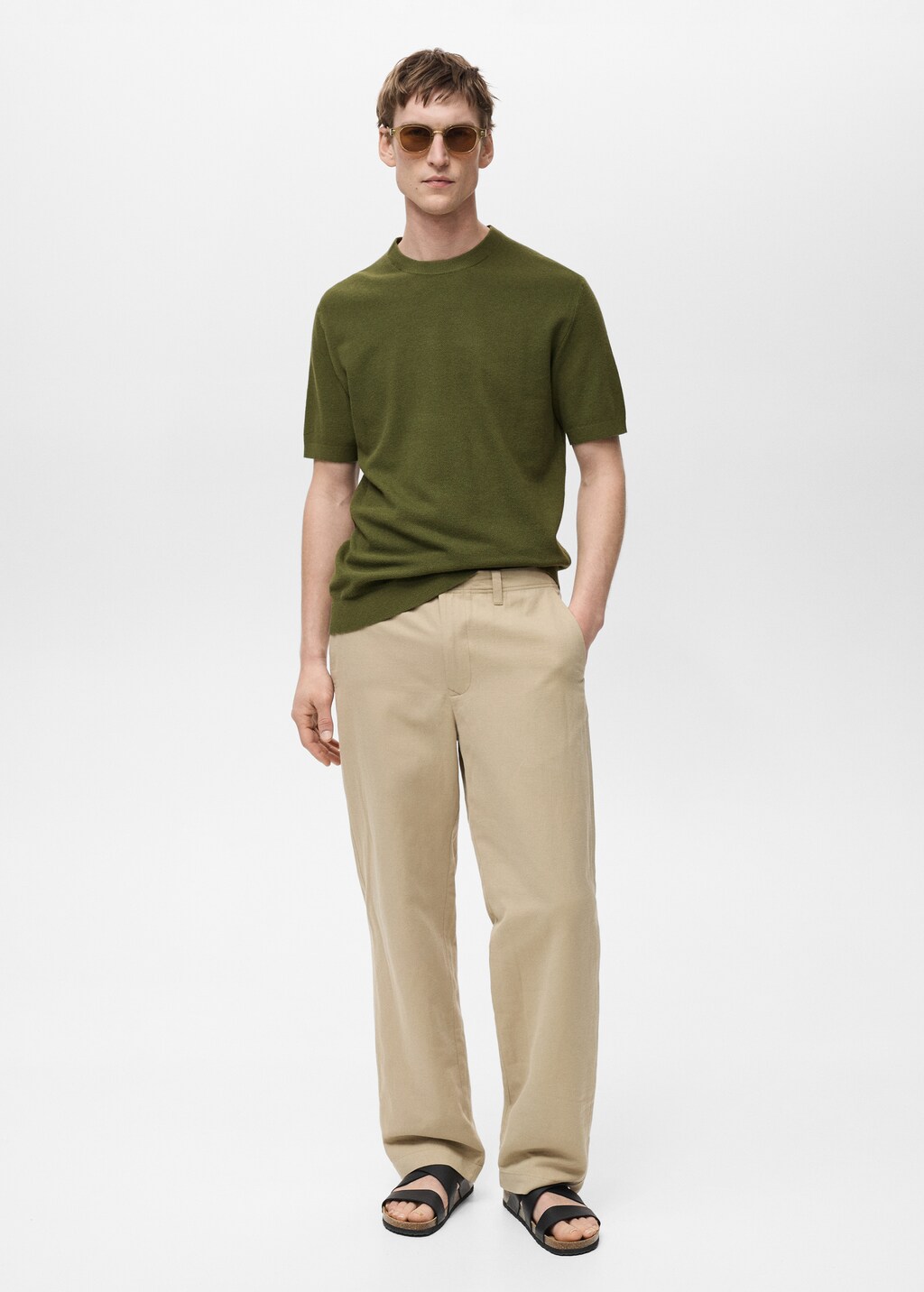 Cotton fine-knit t-shirt - Black