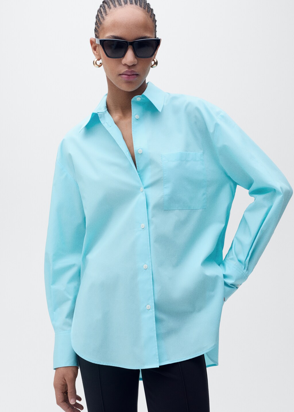 Oversize poplin shirt - Blue