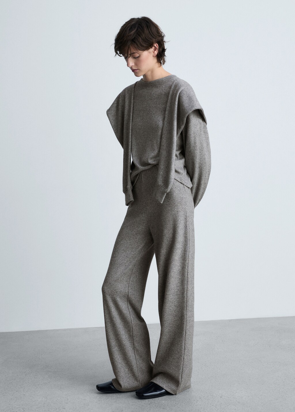 Straight knitted trousers - Grey