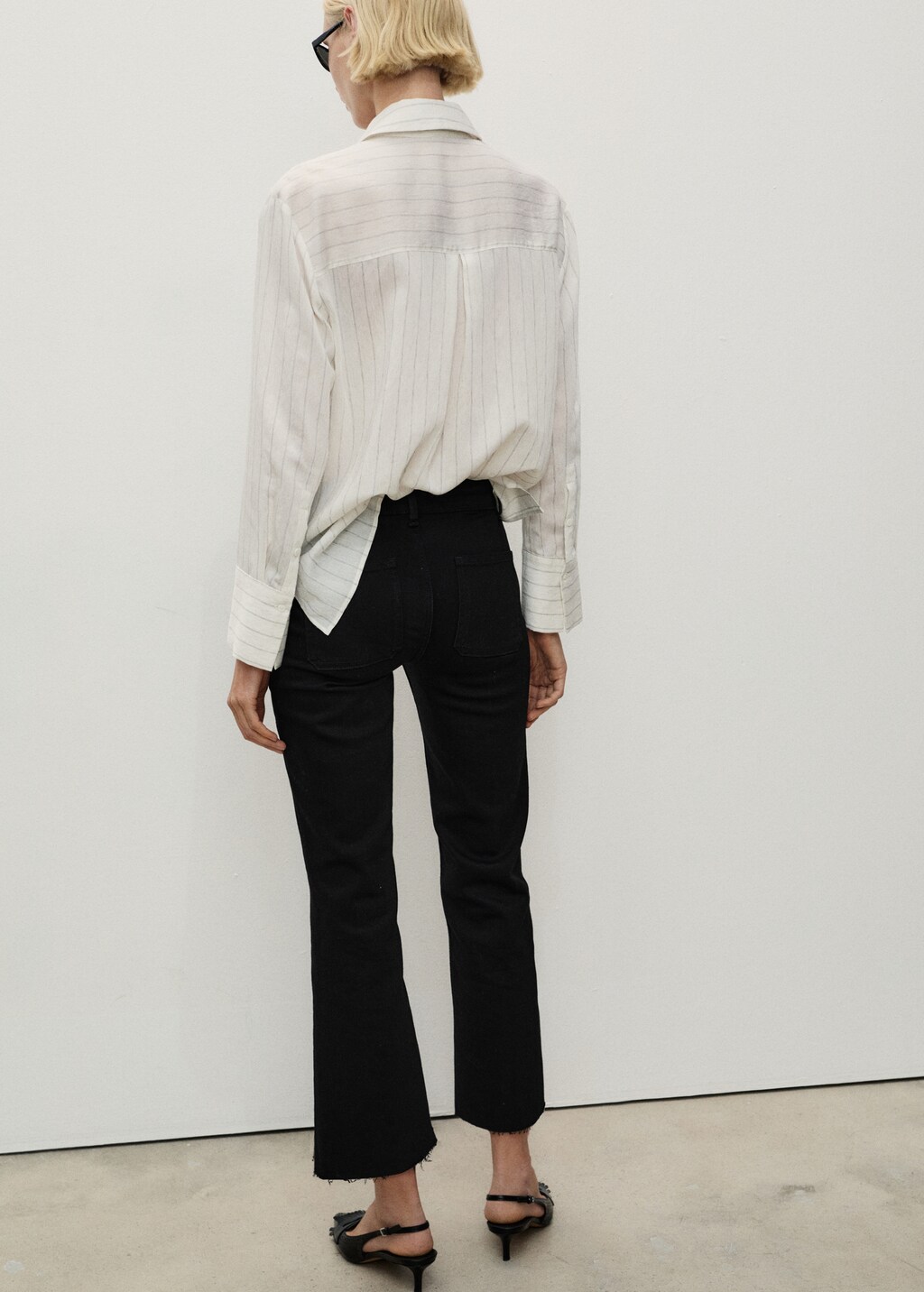 Flared cropped jeans with pockets - Chocolate