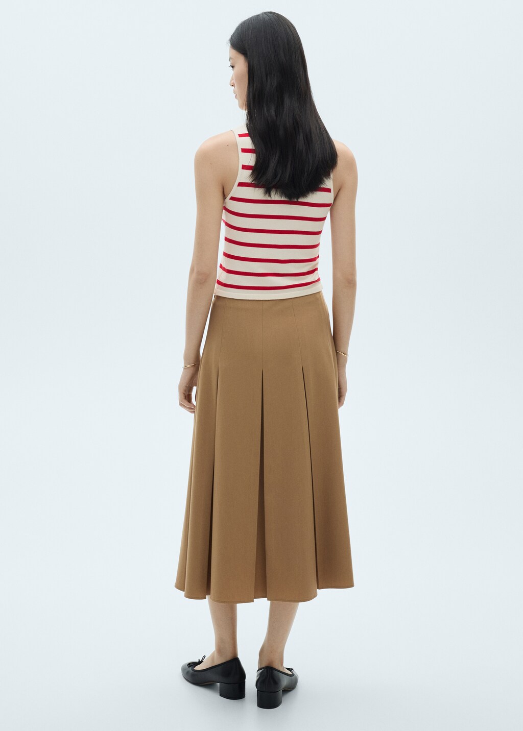 Striped knitted crop top - Black