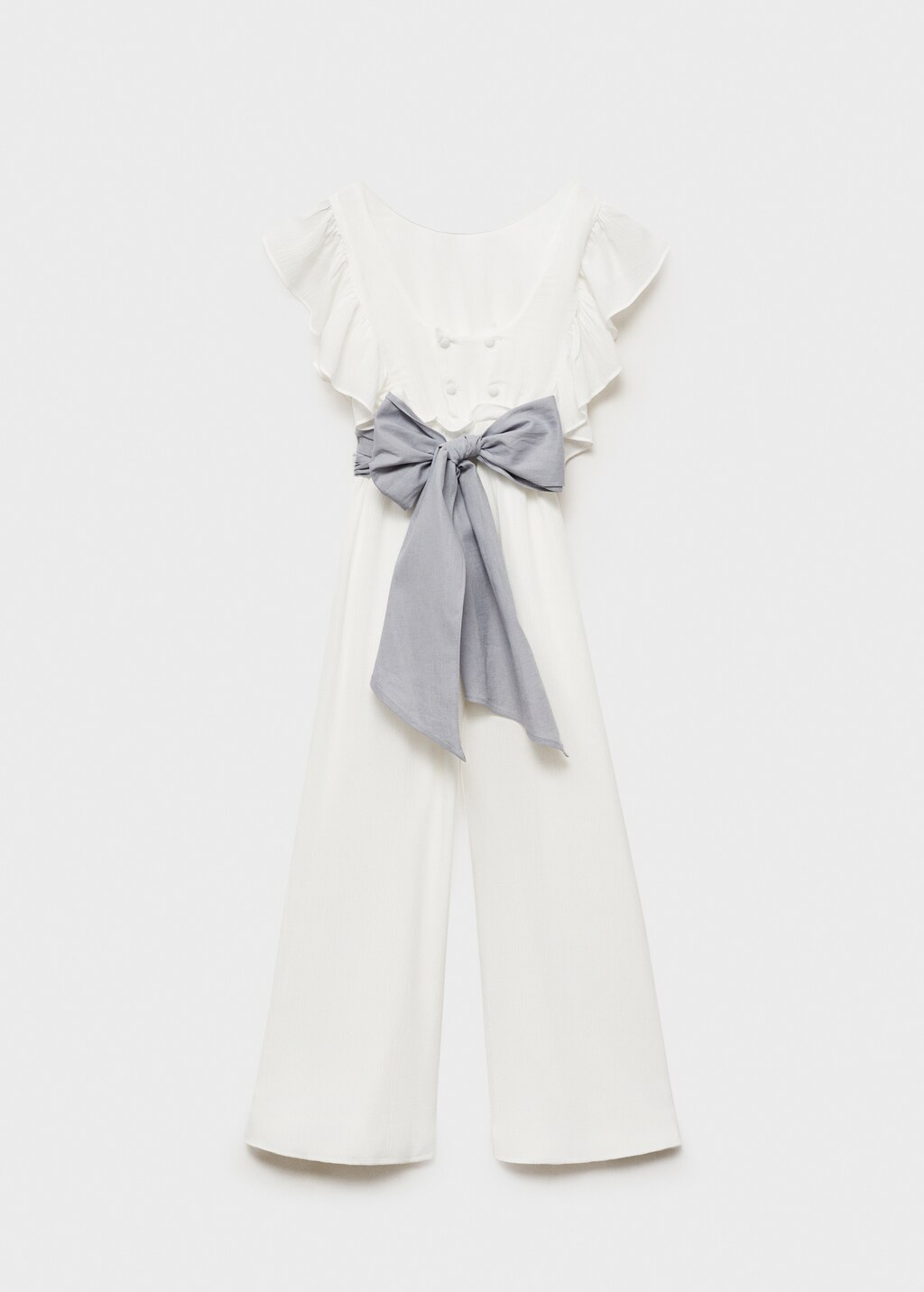 Frilled long jumpsuit - White