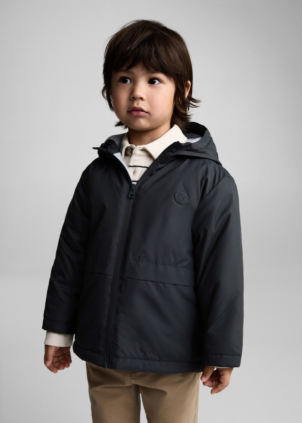 Hood quilted coat - Charcoal