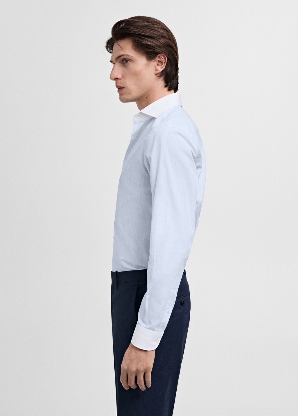 Striped suit shirt with contrasting collar - Sky Blue