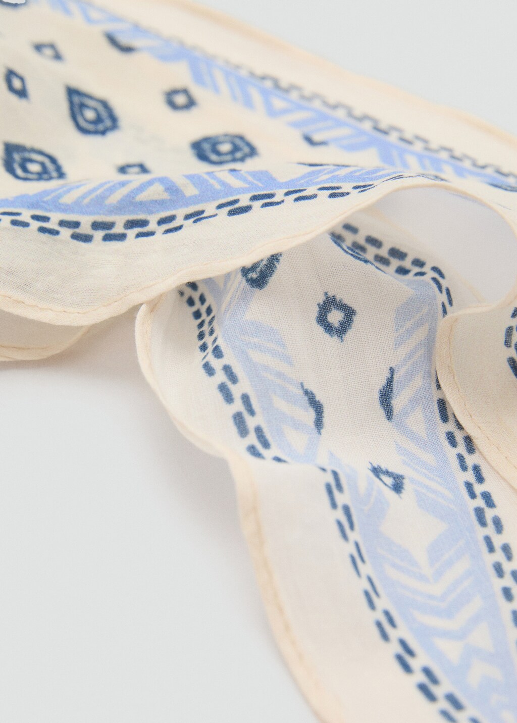 Printed cotton scarf - Blue