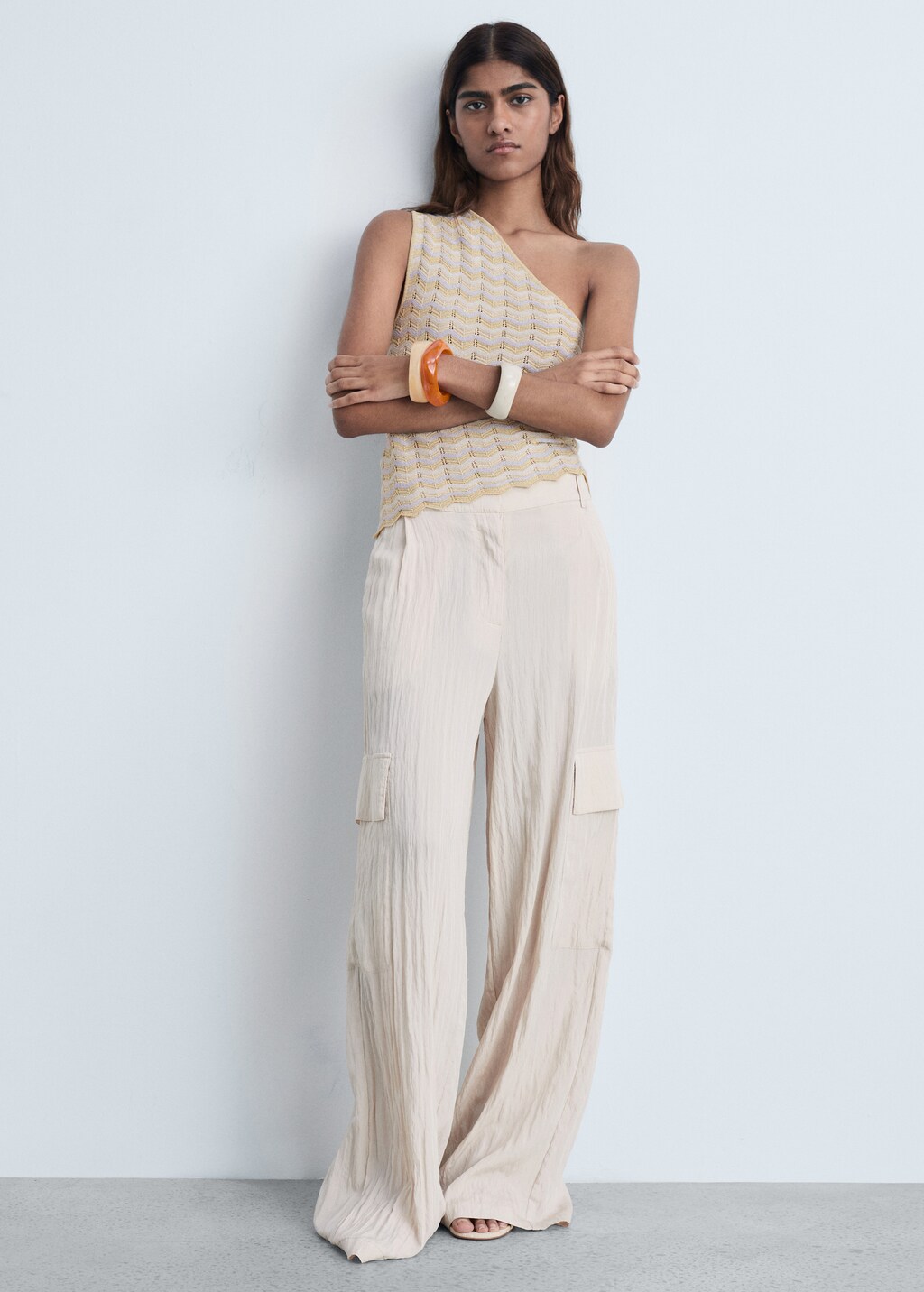 Asymmetrical lurex top - Silver