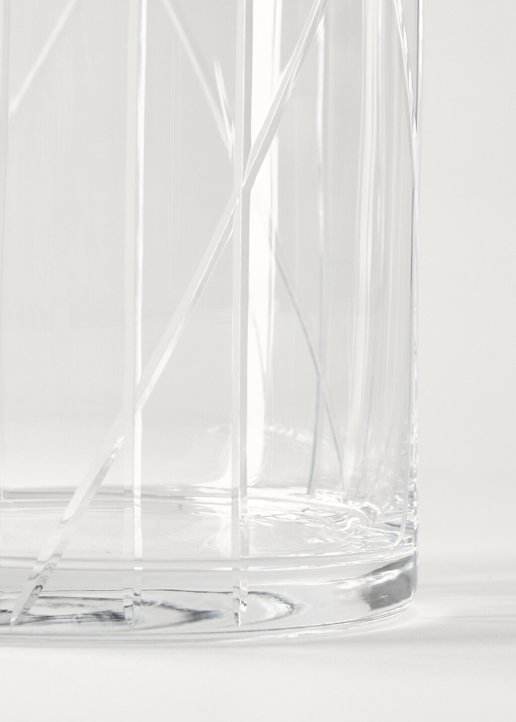 Hand blown carved glass vase - Ice Grey