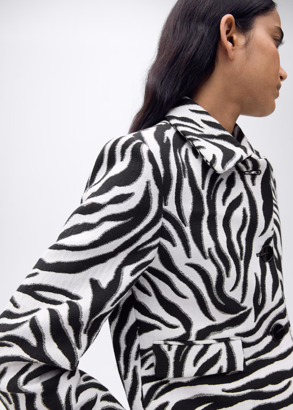 Zebra-print jacket with buttons - Black