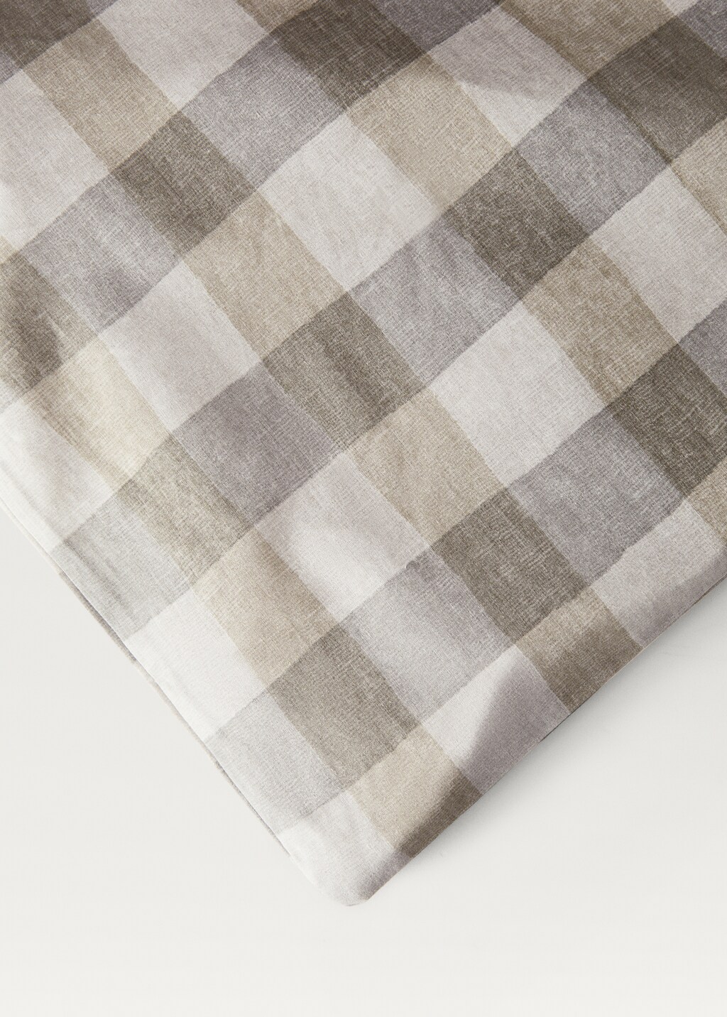 Cotton percale check duvet cover for 150/160 cm bed - Medium Brown