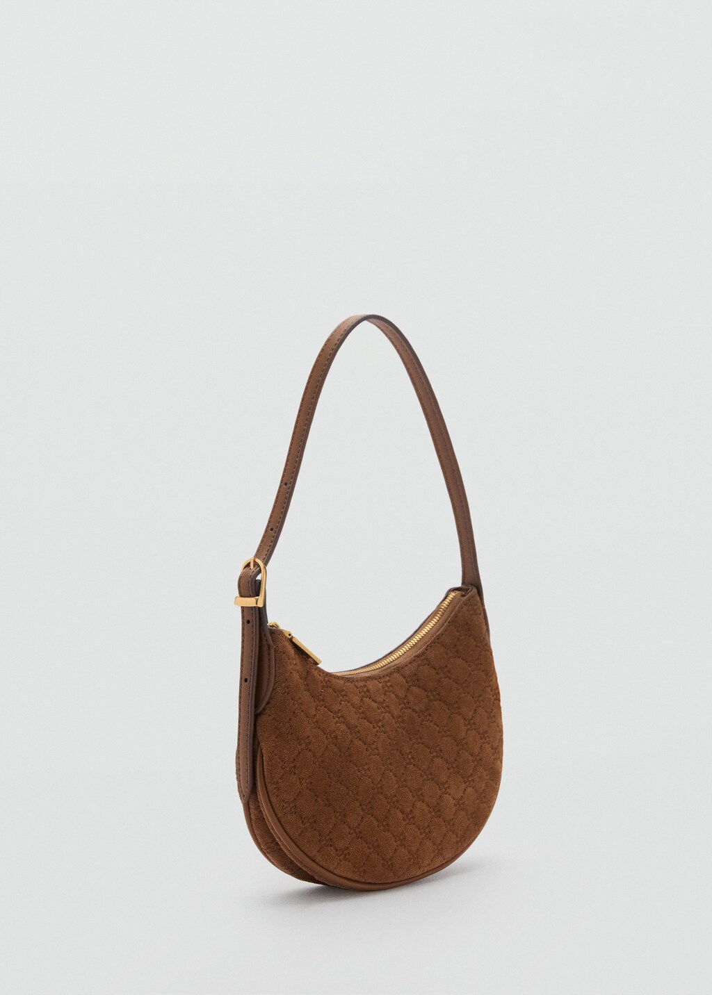 Suede shoulder bag with logo print - Leather