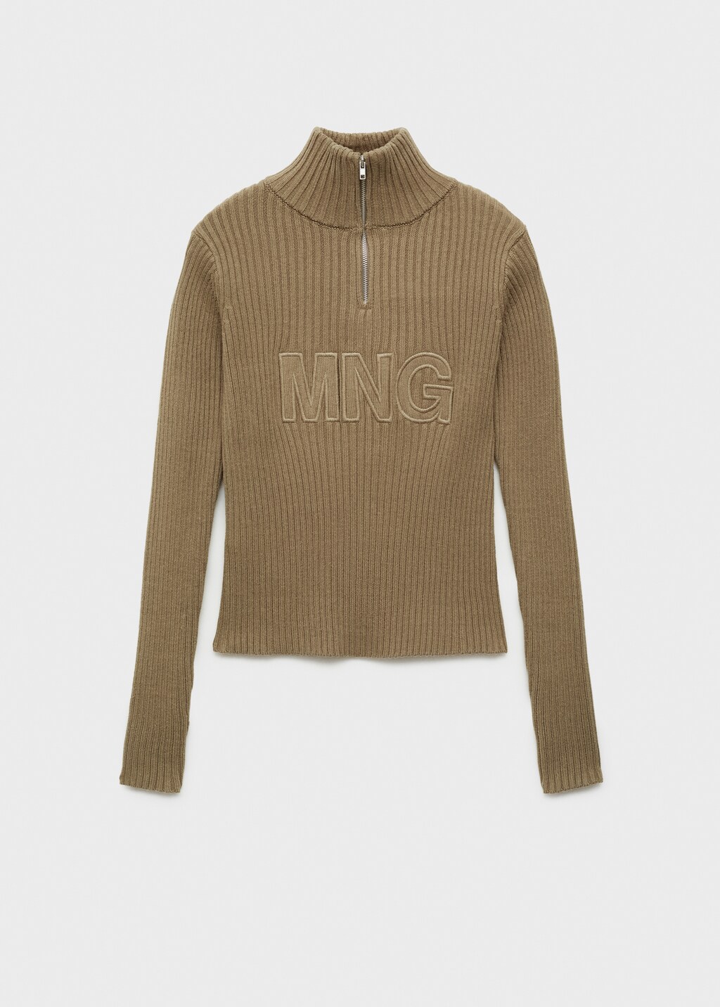 Perkins-neck sweater with logo - Khaki