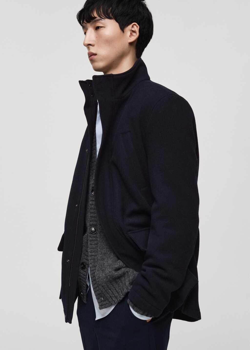 Quilted wool inner coat - Dark Navy