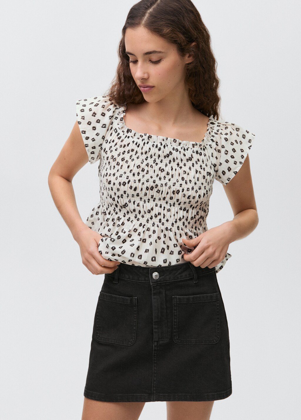 Denim short skirt - Black denim