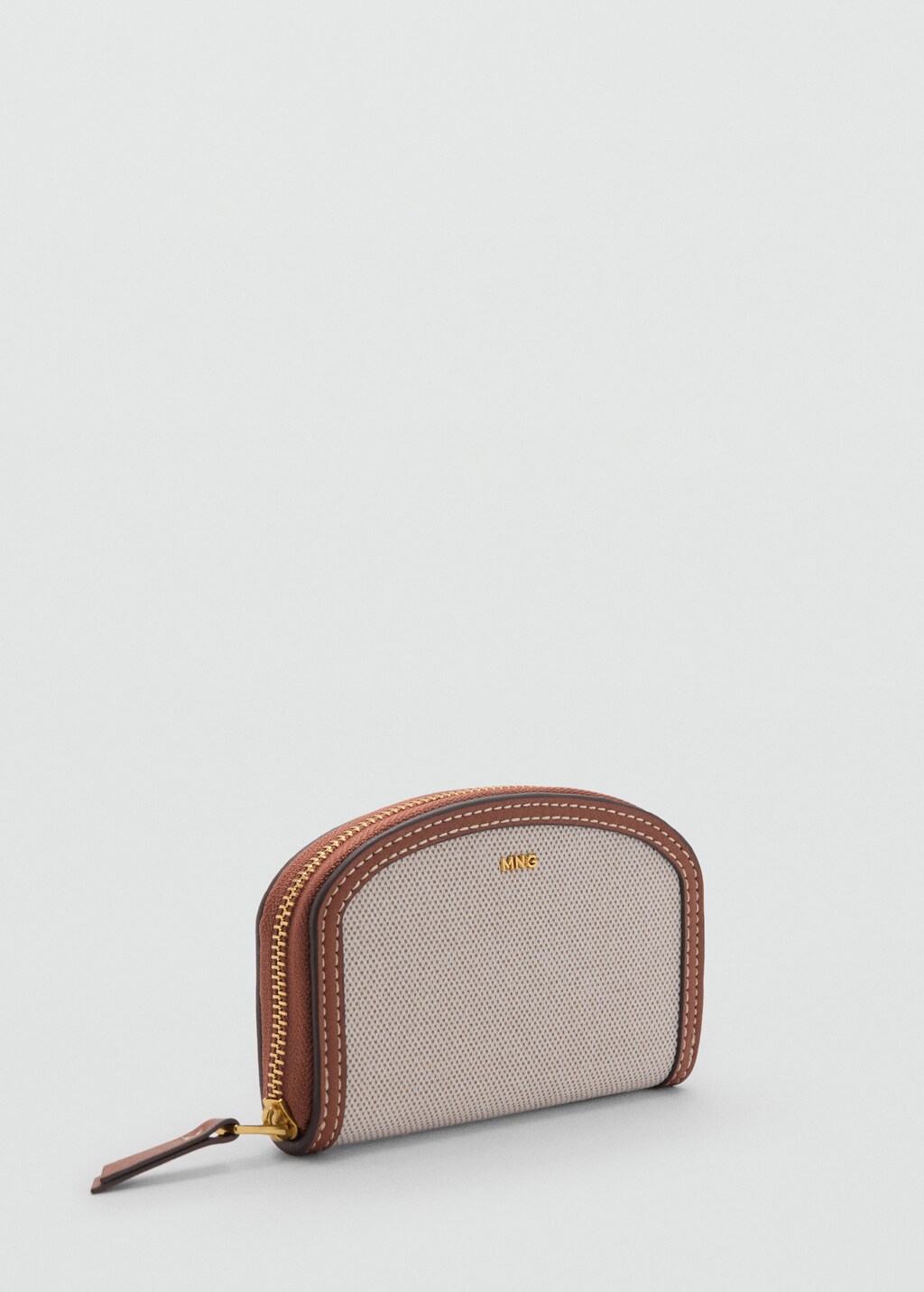 Contrasting canvas oval wallet - Leather