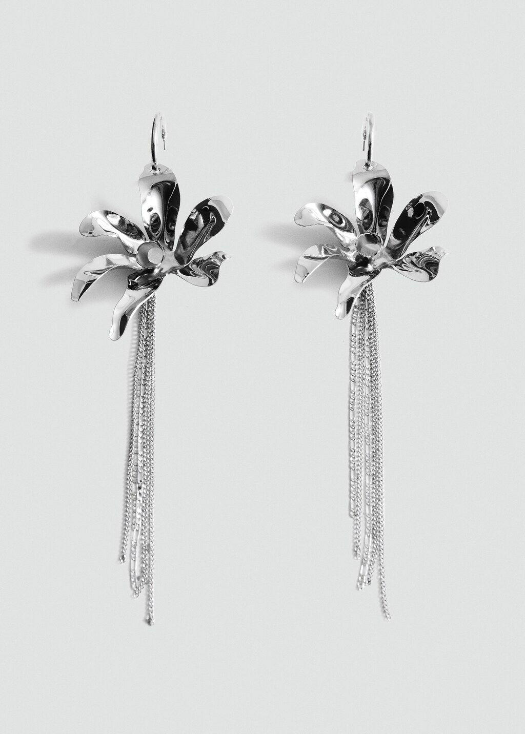 Long flower earrings - Silver