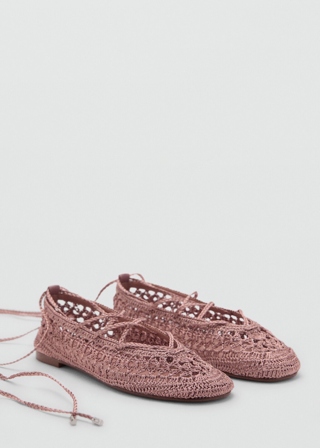 Crochet ballerina flats with strips - Pink