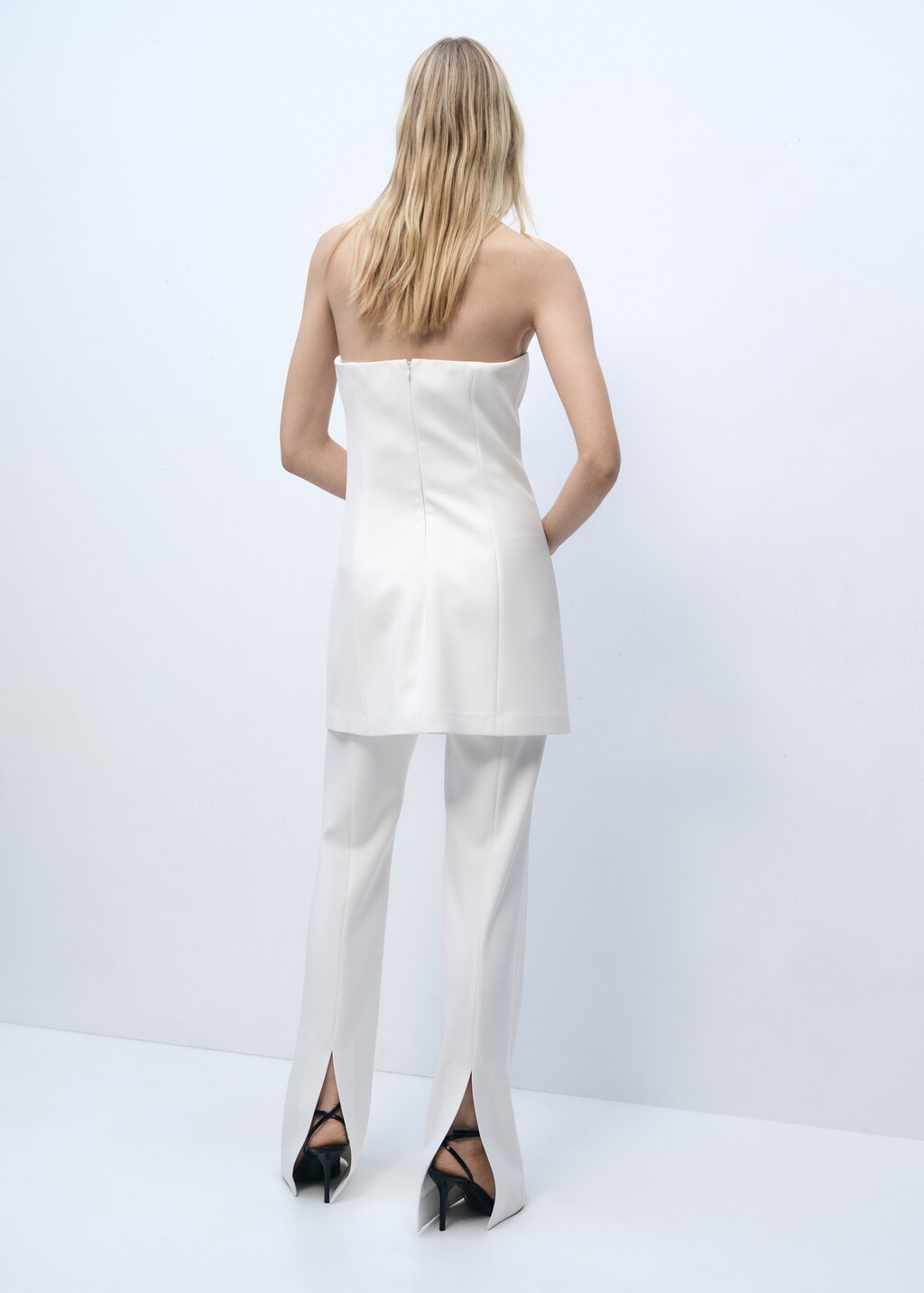 Combined strapless jumpsuit - Ecru