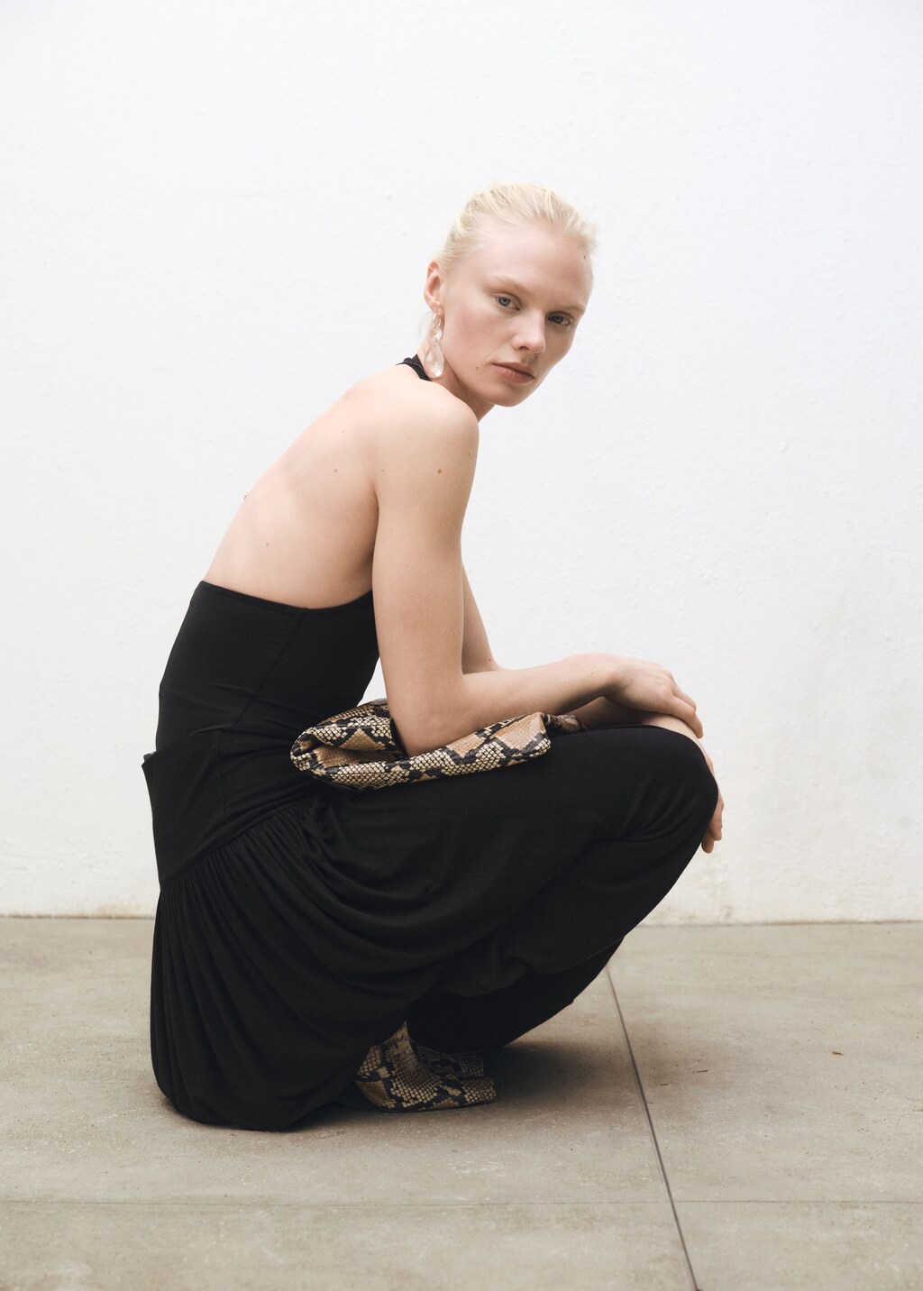 Balloon-effect midi-skirt - Black