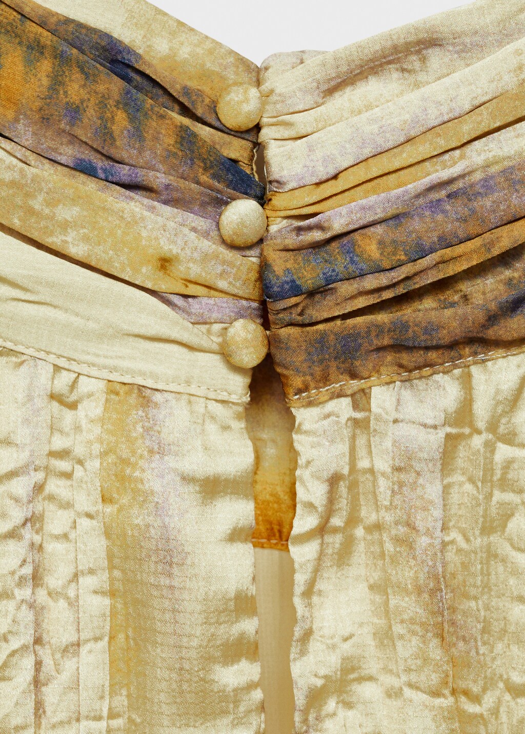 Long satin textured dress - Pastel Yellow