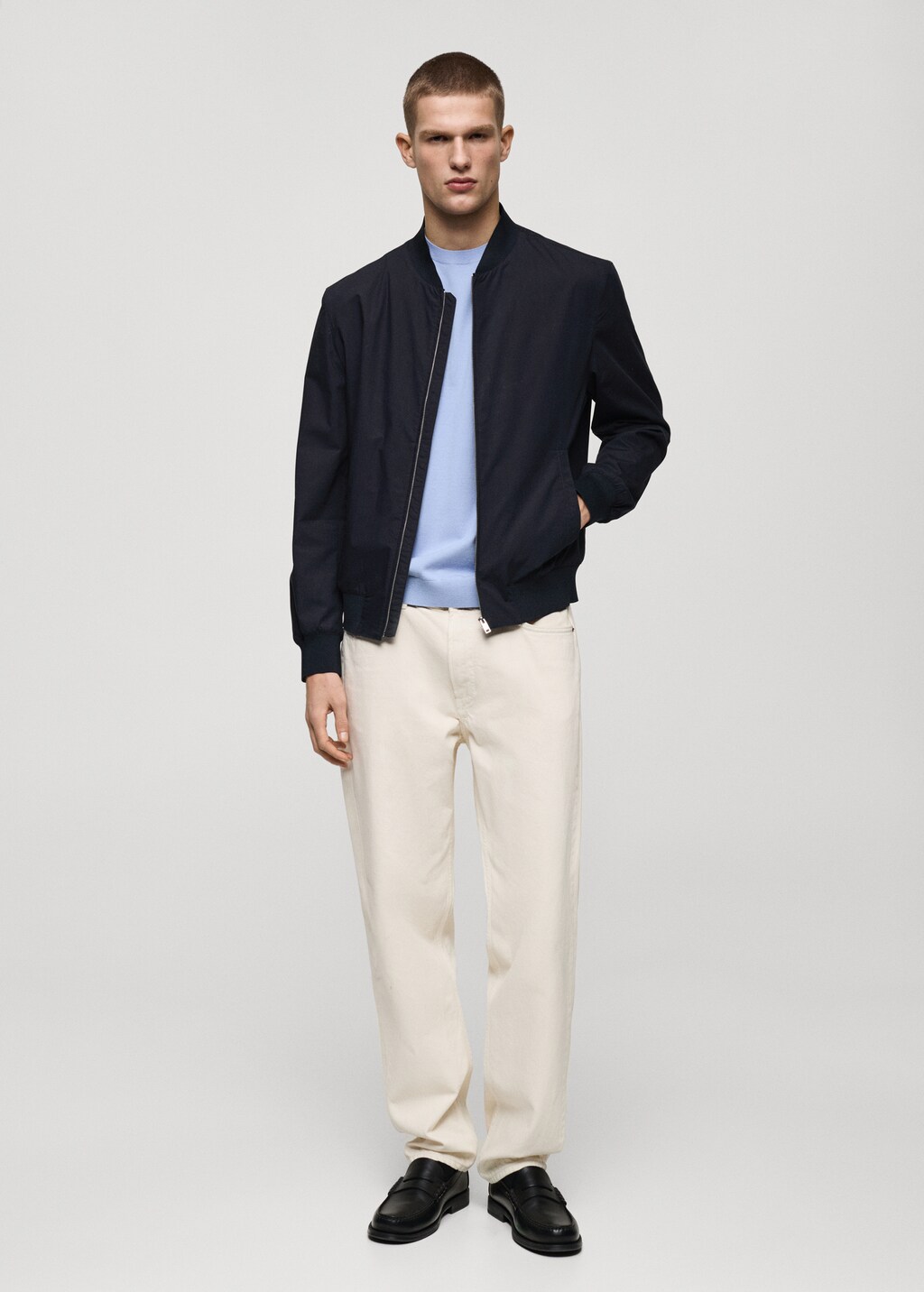 100% cotton bomber jacket - Dark Navy