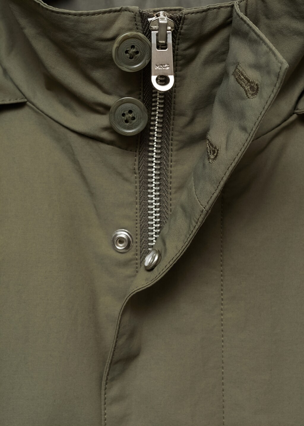 Water-repellent hooded parka - Khaki