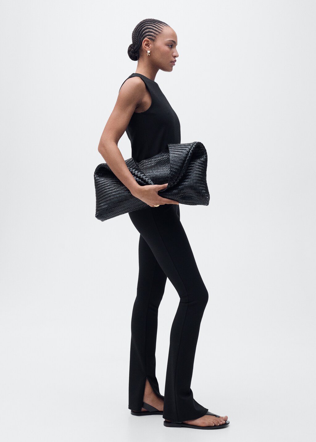 Skinny trousers with openings - Black