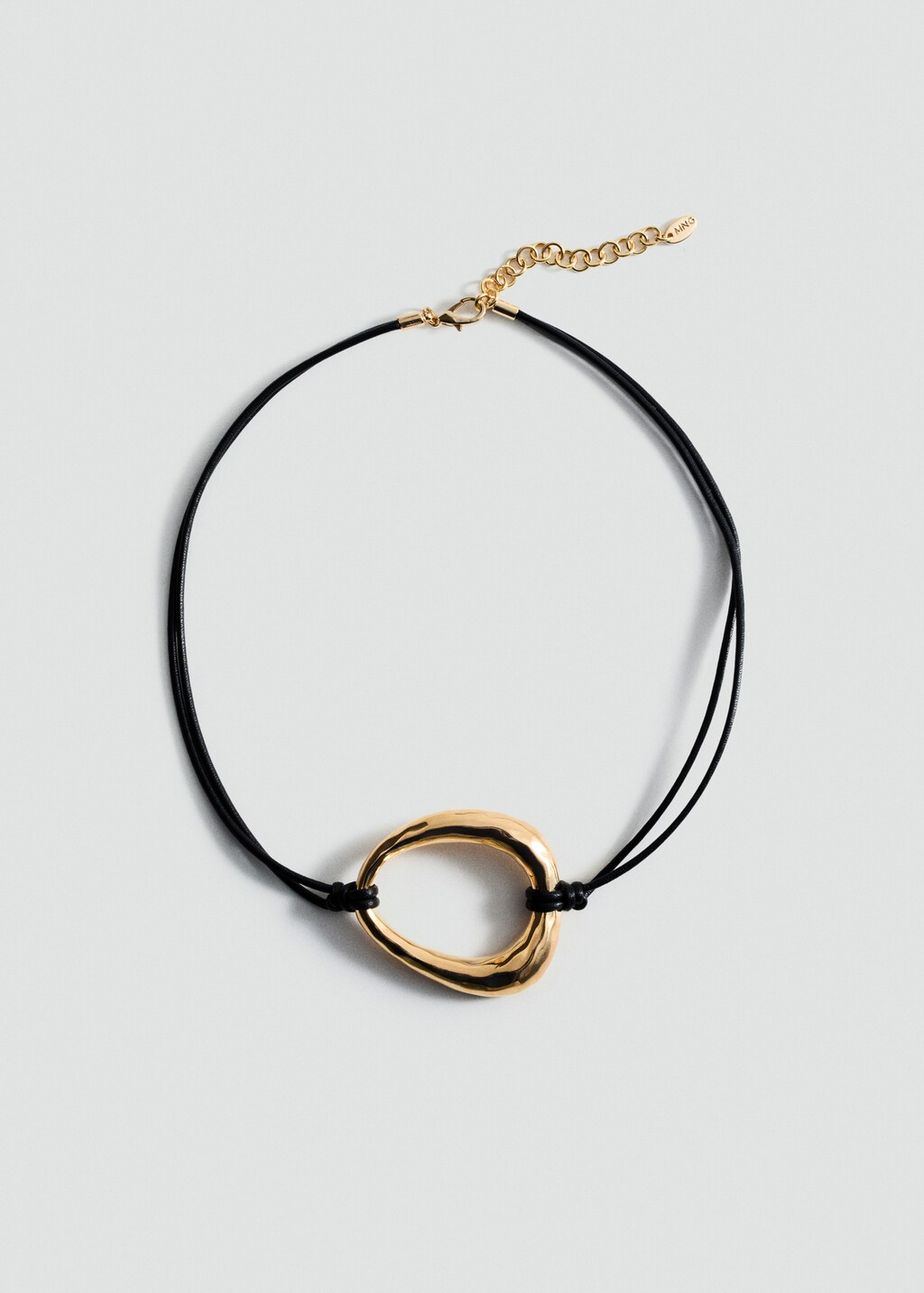 Metal-piece cord necklace - Gold