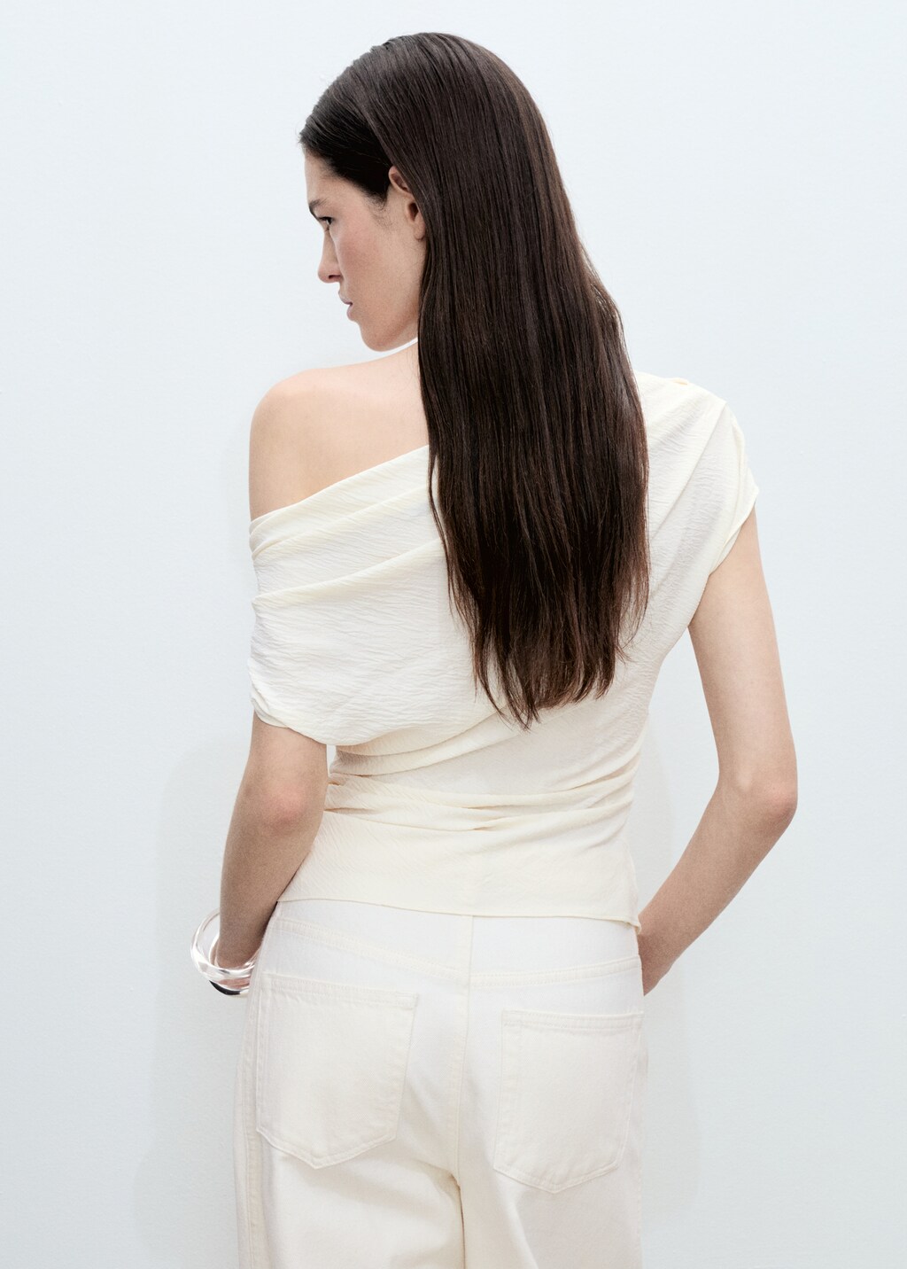 Asymmetric ruched top - Caramel