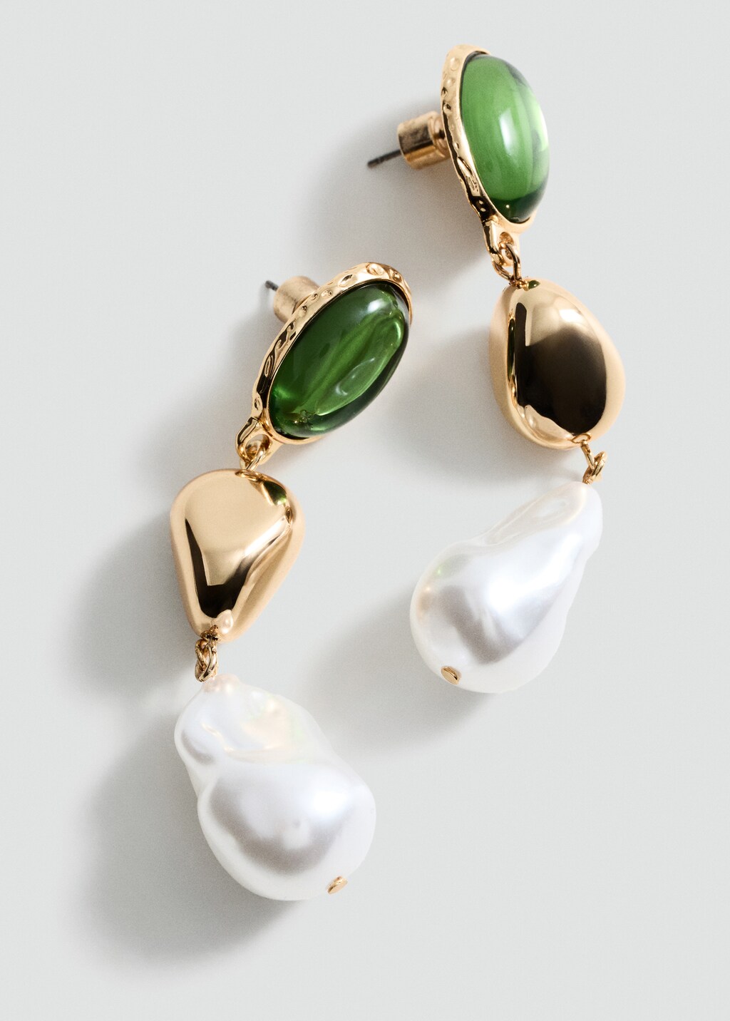 Mixed bead earrings - Gold