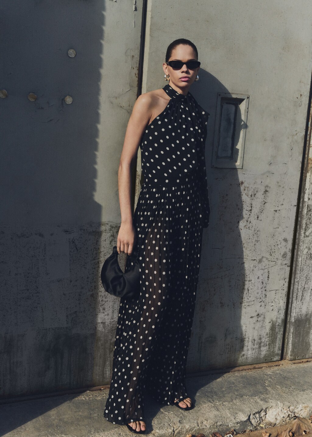 Polka-dot pleated trousers - Black