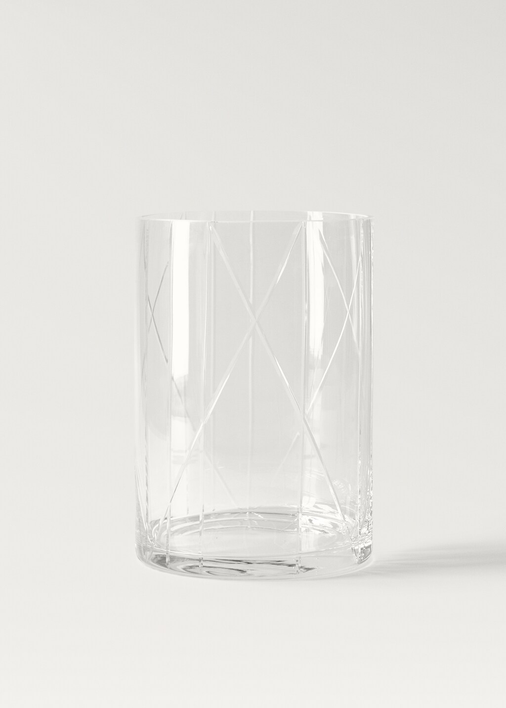Hand blown carved glass vase - Ice Grey