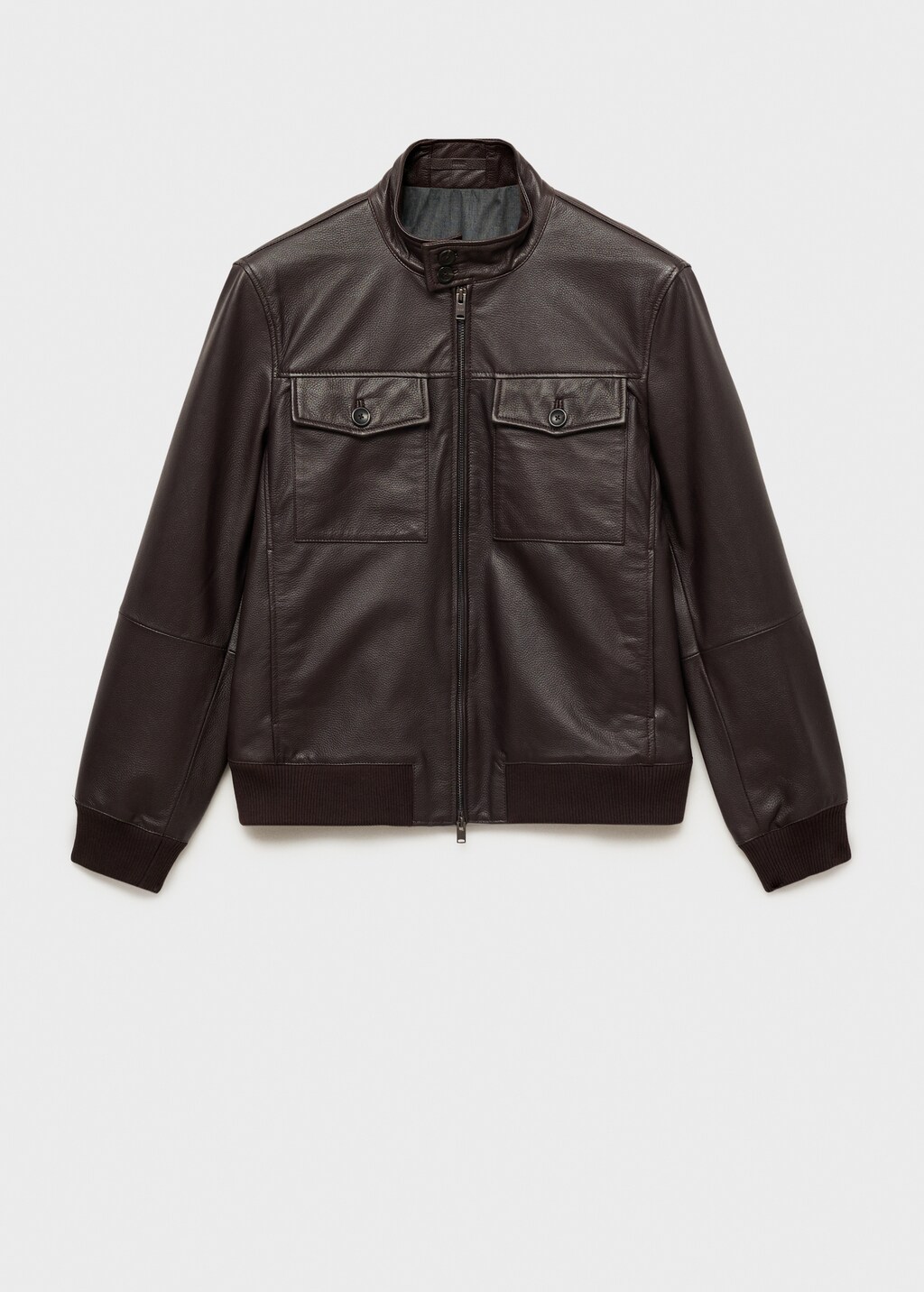 Pocket leather biker jacket - Brown