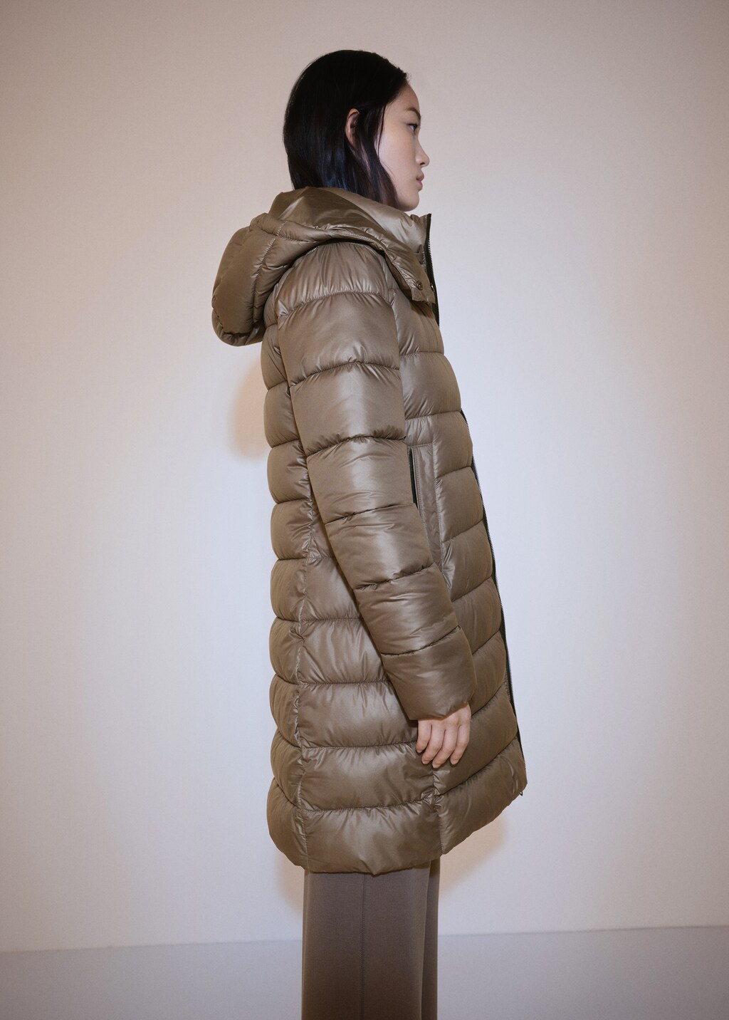 Water-repellent quilted coat - Medium Brown