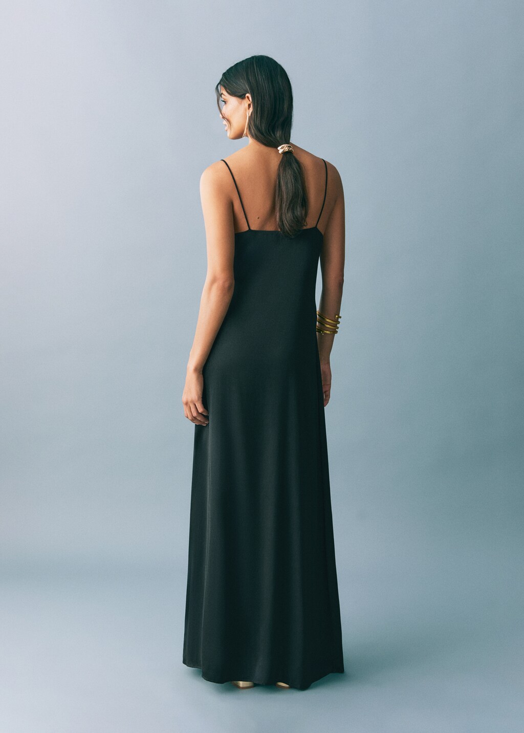 Long dress with straps - Black