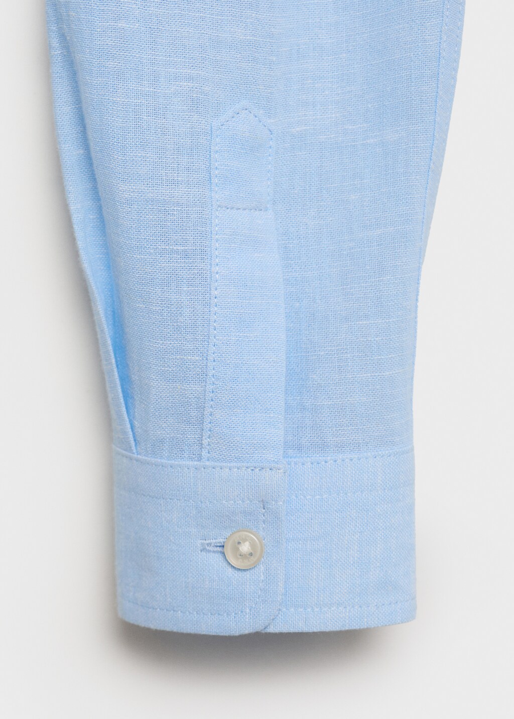 Cotton linen shirt with mandarin collar - White