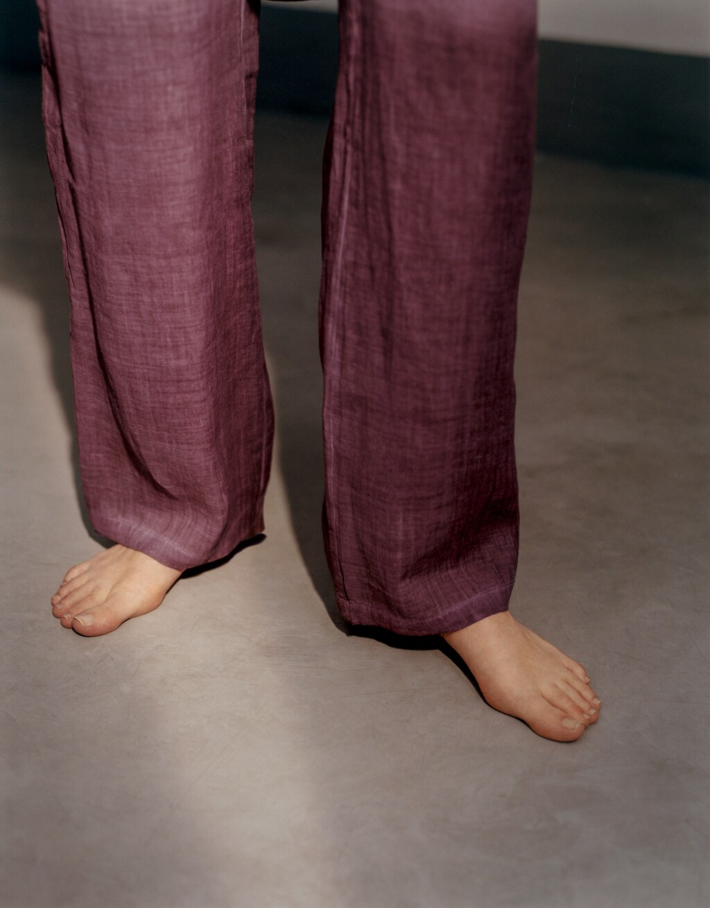 Overdyed-design ramie trousers - Dark Grey