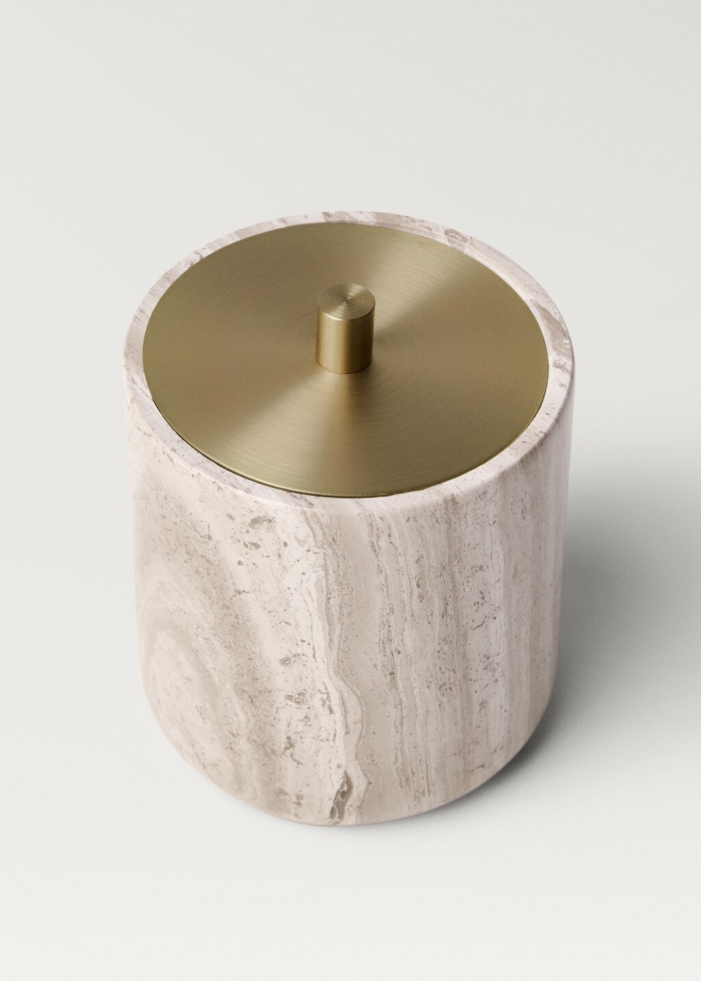 Marble bathroom jar with metal lid - Light/Pastel Grey