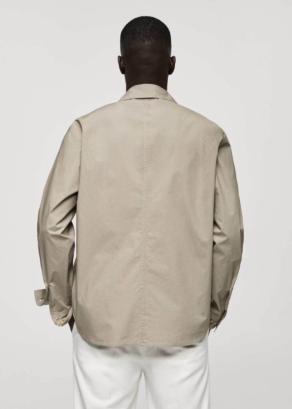 100% cotton poplin overshirt - Khaki