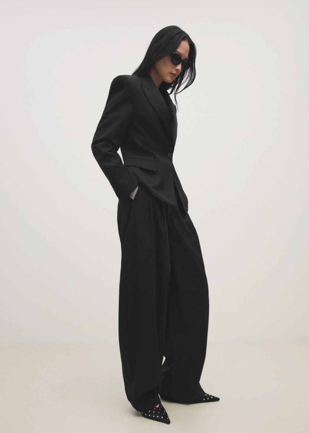 Crystal slingback heeled shoe - Black