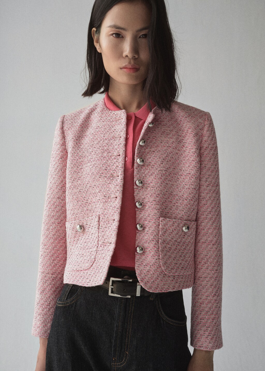 Fitted tweed jacket - Pink
