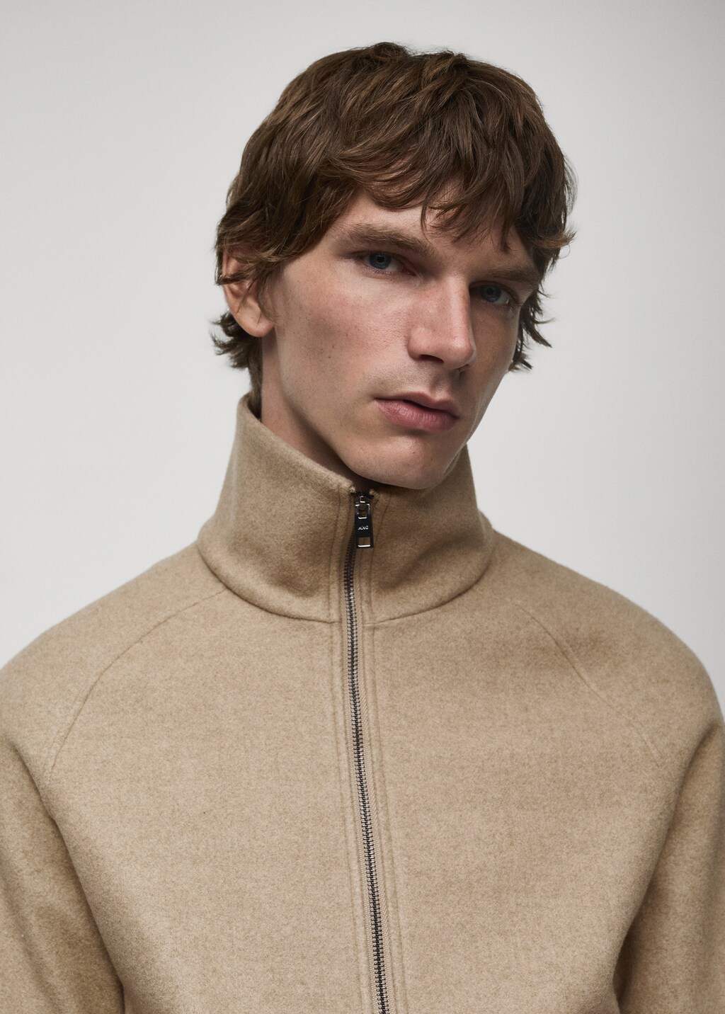 Regular-fit jacket with zip - Beige